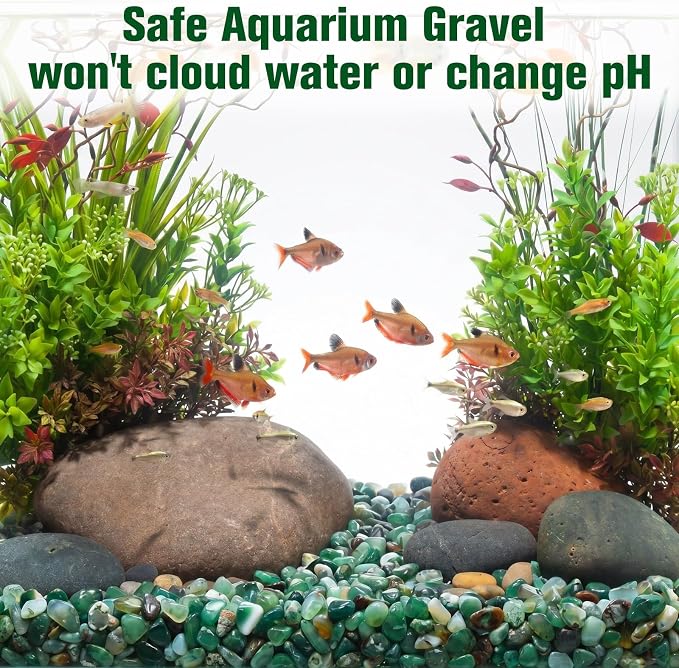 Halatool 4LB Green Aquarium Gravel, 0.35"-0.6" Landscaping Pebbles | Safe, Fish Tank Gravel for Fish Tanks, Succulents, Plant Top Dressing, Fairy Gardens, Vase Filler, Home Decor