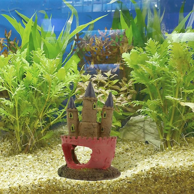 MERRYHAPY Unique Resin Aquarium Castle Decor for Fish Tank, Safe Fish Hideout Decoration and Landscape Ornament for Aquatic Pets and Aquarium Decoration