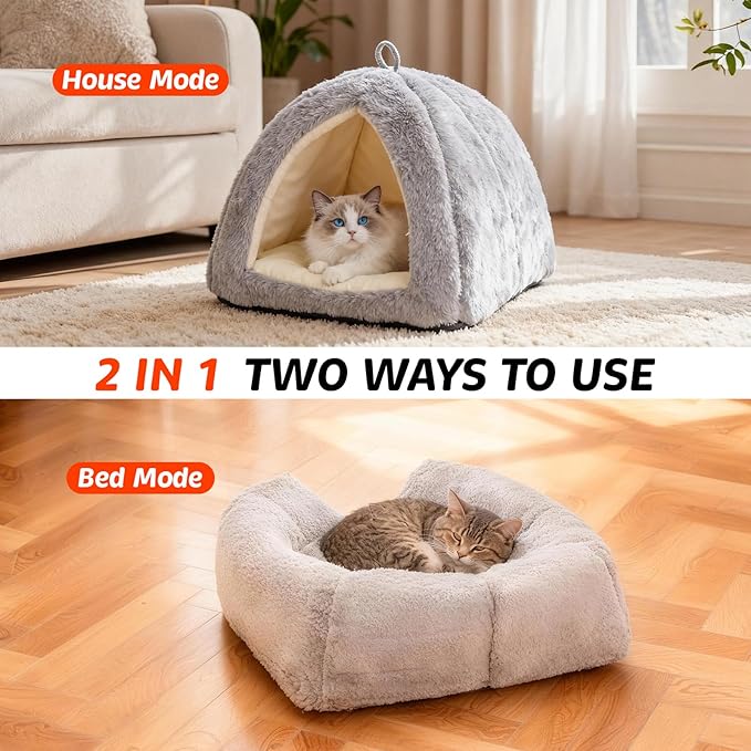 Cat Bed for Indoor Cats - Cat Cave Beds Cat House Cat Tent with Removable Washable Cushioned Pillow, Soft Kitten beds,Cat Beds & Furniture, for Small and Medium Pet Bed