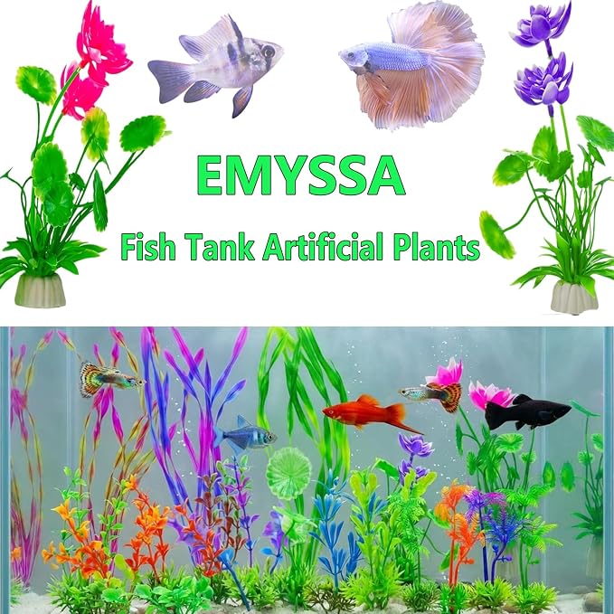 25pcs Aquarium Decor Plants,Fish Tank Accessories Aquarium Artificial Plants, Fish Tank Decorations Plants, Small to Large
