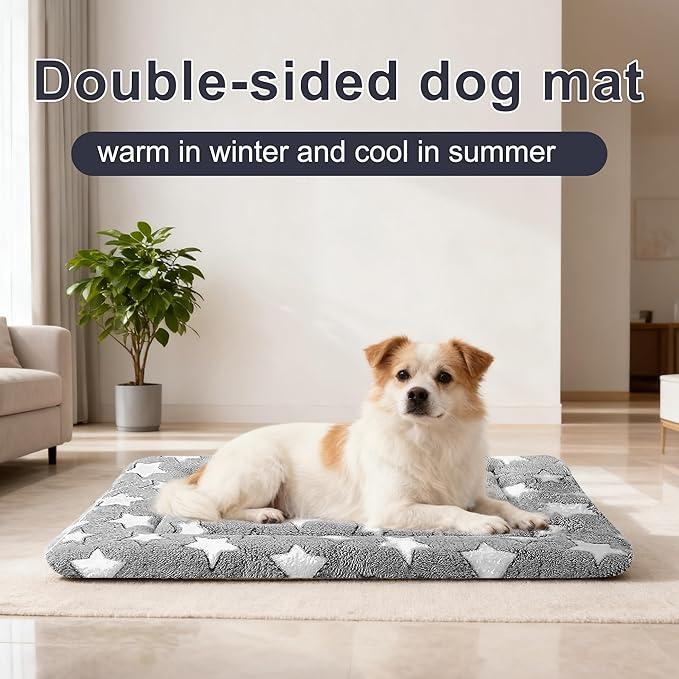 pobopobo Dog Bed Mat, Reversible Crate Pads for Small/Medium/Large Dogs & Cats Sleeping, Portable & Soft, Dog Beds Crate Pad M(30"*20"*1.5")