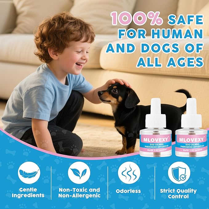 Dog Calming Diffuser for Dog Anxiety Relief, Dog Pheromones Calming Diffuser, Pheromone for Dogs to Reduce Stress, Calming Diffusers for Dogs to Stop Peeing(2 Refills 2 Diffusers)