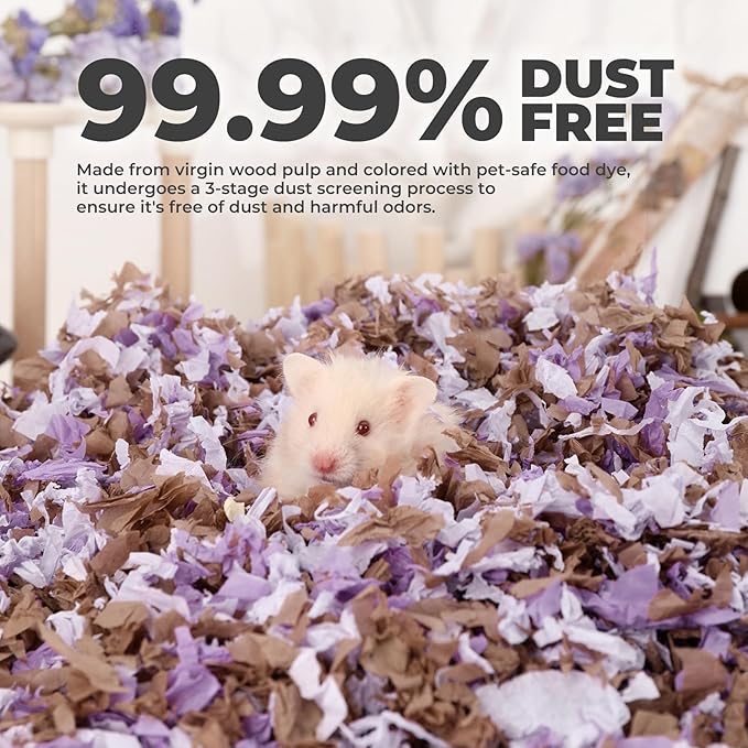 mini&moe Hamster Bedding 50L: Dust-Free and Odor Control Moisture Absorbent Unscented Natural Paper Small Pet Bedding - for Guinea Pigs, Hamsters, Chinchilla,Rabbits,Rat,Ferret, and Gerbil, 50 Liters