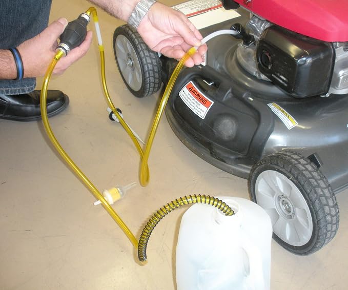 Fuel Transfer Pump - 6 Ft Siphon Pump for Gas, Water, Oil, Fluid - Manual Hand Pump