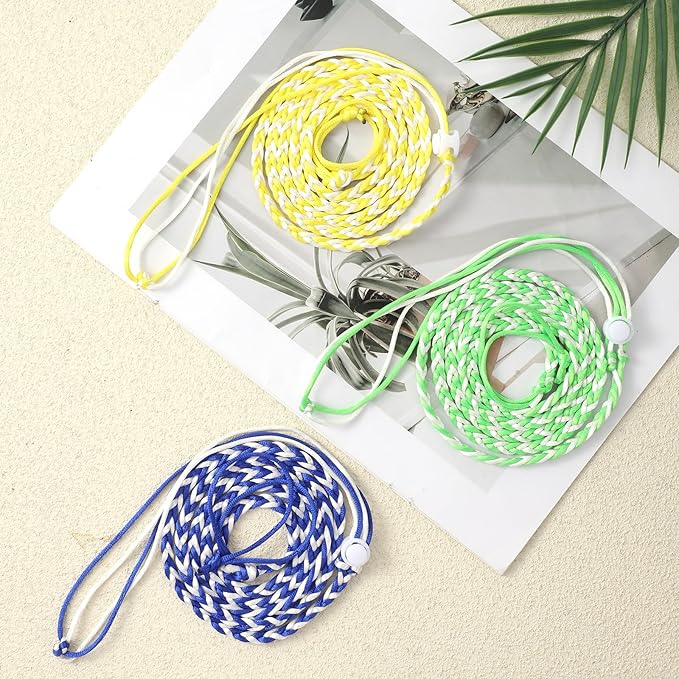 Hamster Leash, 3 Pcs Adjustable Leash Harness for Small Animals, Soft Lightweight Animal Leashes for Rabbits, Ferrets, Guinea Pigs, Chinchillas, Rats(Yellow, Blue, Green)