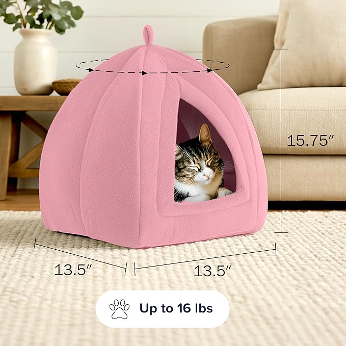Cat House - Indoor Cat Bed with Removable Foam Cushion - Pet Tent for Kittens, Rabbits, Guinea Pigs, and Other Small Animals by PETMAKER