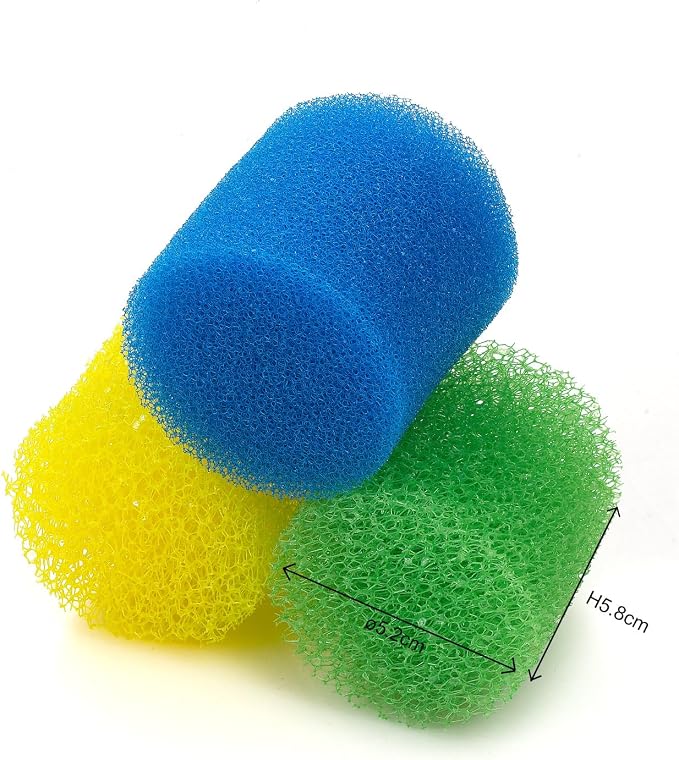 Cylindrical Fish Tank Filter Sponges, 3 Coarse Grades, Aquarium Filter Foams for Model TH-280A/TH-280B Internal Filter, Including 1 Fine Sponge, 1 Medium Sponge, 1 Coarse Sponge(TH280AB-S)