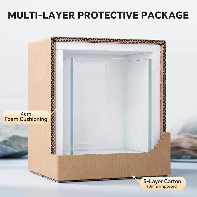 2.16 Gallon Glass Fish Tank, Low Maintenance Small Aquarium for Betta Fish, Snails, Shrimp & Aquatic Plants
