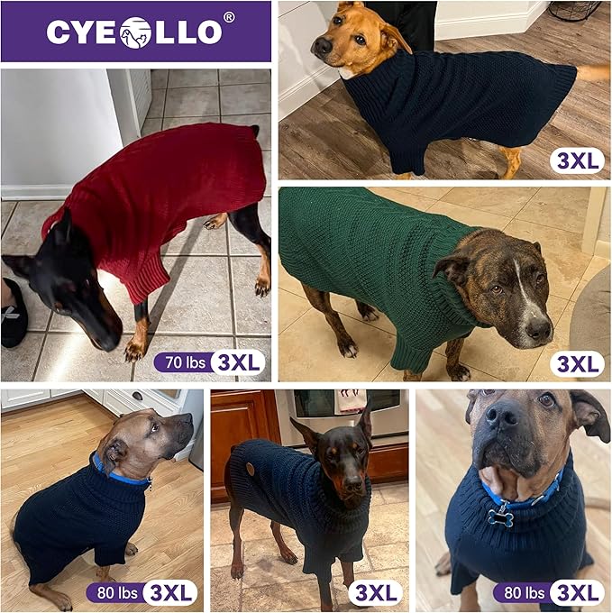 cyeollo 4XL Dog Sweater, Knitwear Turtleneck Soft Knitwear Pullover Sweaters Warm for Giant Breed Dog Clothes for Large Female Dogs, Pink XXXXL