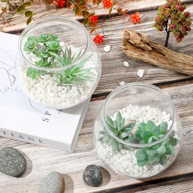 FoldTier 8 Pcs Plastic Fish Bowls 27 Oz Clear Round Vase Centerpieces | Shatterproof Acrylic Fish Bowl Drinks Container, Perfect Parties Wedding Table Decor, Versatile as Floral Vase or Terrarium