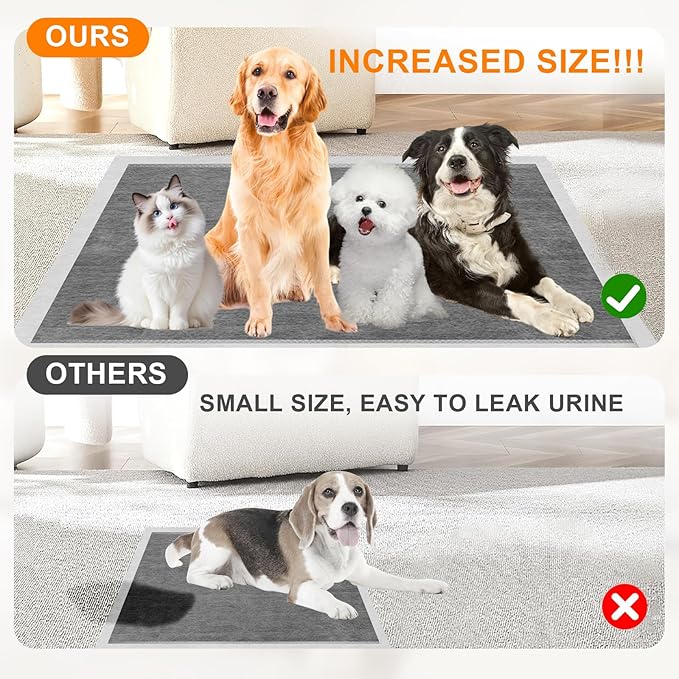 Charcoal Puppy Pads 36"×51", Ultra-Large Carbon Pee Pads for Dogs, Odor-Control Puppy Pads, 6-Layer Dog Training Pads, Ultra-Absorbent & Quick-Dry Black Dog Pads 40 Count