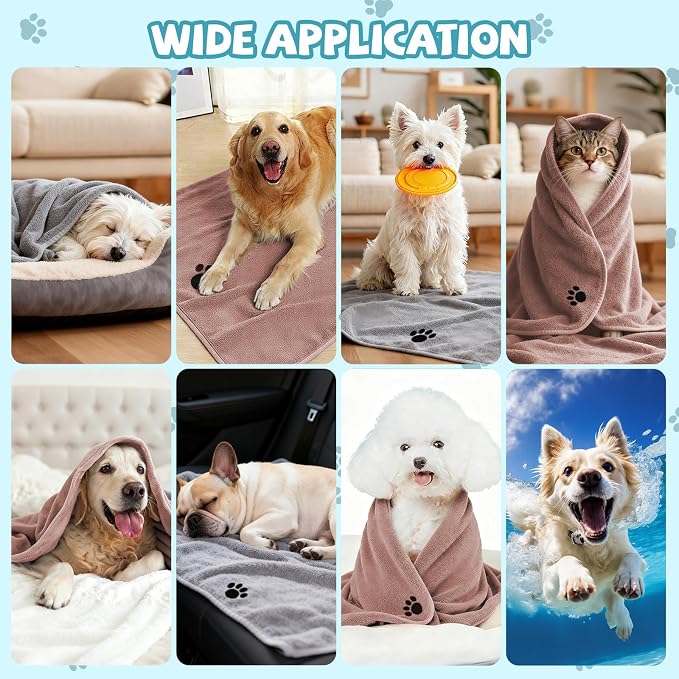 Puomue Microfiber Dog Towels for Drying Dogs, Super Absorbent and Soft Pet Grooming Towel, 40 Inch X 23.6 Inch, Perfect for Large, Medium or Small Dogs (Grey + Brown, 41" L x 23.6" W)
