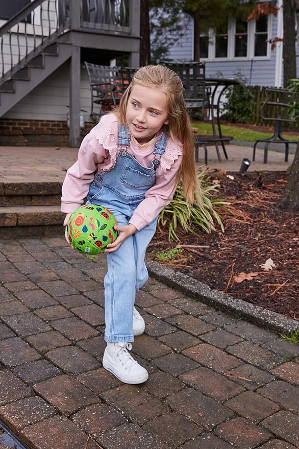 Crocodile Creek Playground Ball - Durable Rubber Ball for Kids Ages 3 and Up - Bouncy Inflatable Ball for Kickball, Indoor Games, and Outdoor Sports - PVC-Free - Garden Friends - 5-inch Diameter