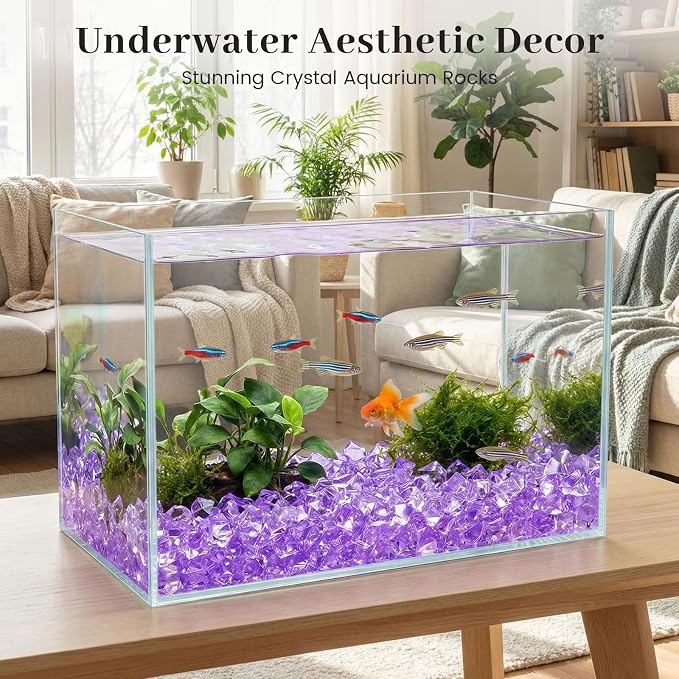 DomeStar Purple Fake Ice Rocks, 150PCS Acrylic Gems Crystals Plastic Diamonds Centerpiece for Vase Fillers DIY Craft Wedding Party Table Scatter Decorations | Fake Diamonds for Table Centerpieces Birthday Party Decor, Fish Tanks Decor Table Scatter DIY...
