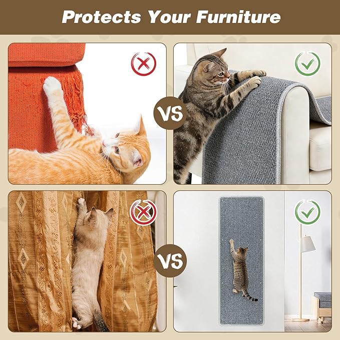 FHTONGE 39.4x15.8 Thickened Cat Wall Climbing Carpet with 16 Fixed Nails, Extra Large Tall Cat Scratch Pad for Wall, Wall Mounted Climbing Cat Scratcher for Furniture Couch Sofa Protector(Grey)