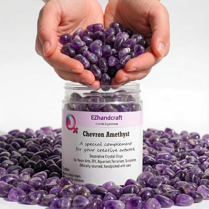 Chevron Amethyst Chips Bulk 1lb, 600+ Pieces, 8-12mm Natural Gemstones