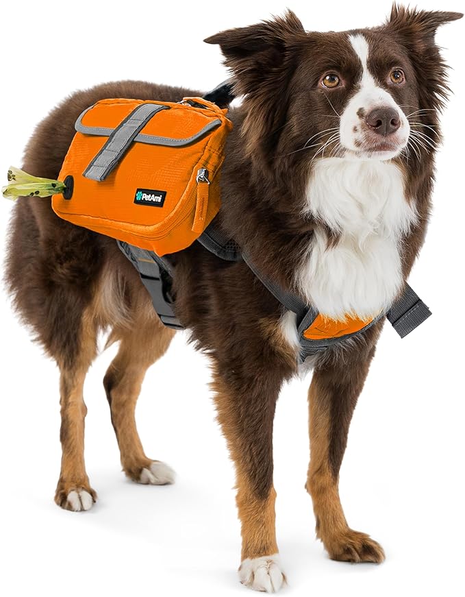 PetAmi Dog Backpack for Medium & Large Dogs, Saddle Bag for Dogs to Wear for Hiking, Pet Backpack Harness Dog Pack with Reflective Side Pockets for Walking Running