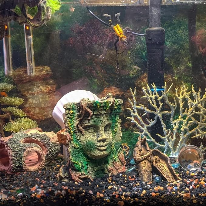 Tfwadmx Aquarium Decoration Statue Fish Tank Resin Ancient Roman Ruins Ornament Cave Hideout for Hermit Crabs Crayfish SuckerFish Guppy