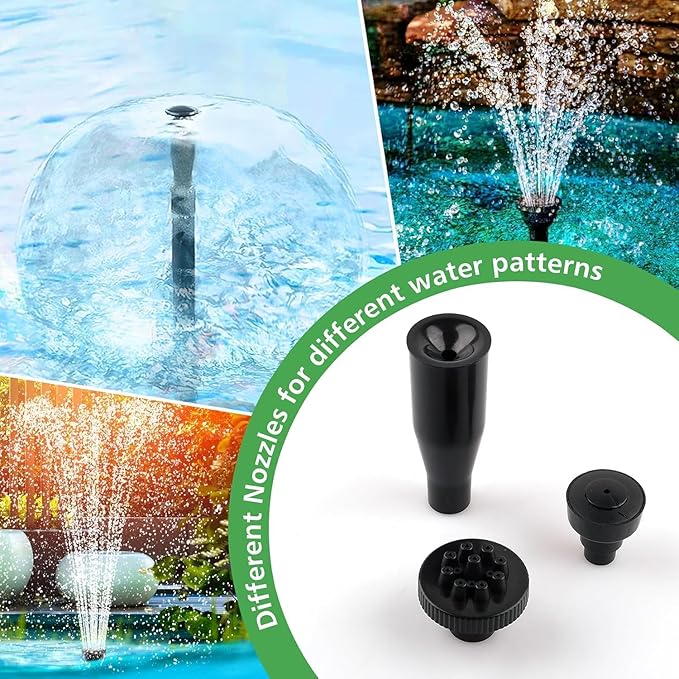 15W 800L/H Submersible Pond Fountain Pump with LED Lights, Ultra Quiet Water Pump, Pond Fountain Pumps for Small Pond, Garden, Aquarium, Fish Tank, Indoor Outdoor Fountain 3 Type Nozzle (Warm)