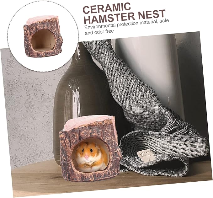 Kisangel 1piece Pet Hideout Hut Ceramic Hamster Nest Decorative Bed Small Pet Hideaway