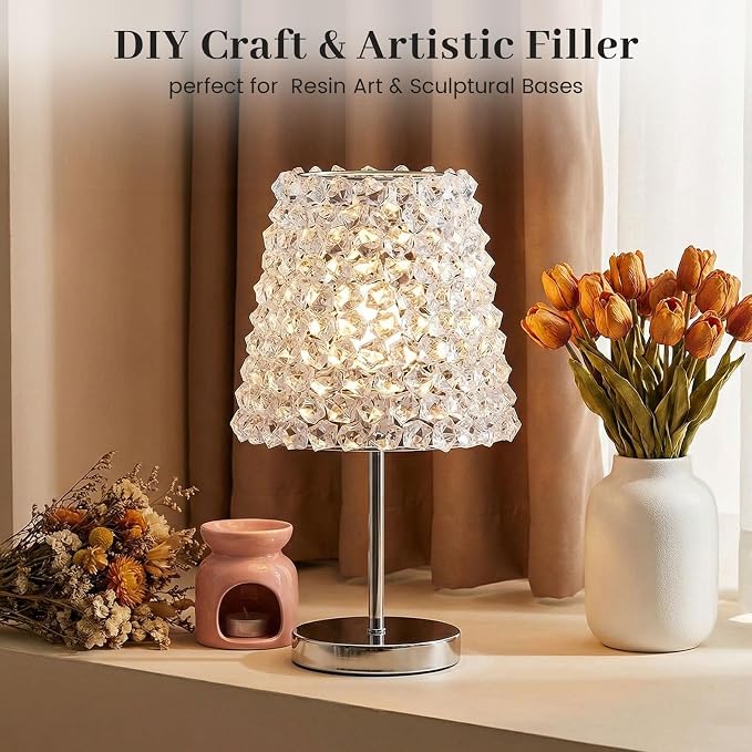 DOMESTAR Clear Fake Ice Rocks, 150 PCS Acrylic Crystal for Vase Fillers | Fake Diamonds for Table Centerpieces Wedding Party, Fish Tanks Decor Table Scatter DIY Craft Supplies Food Display