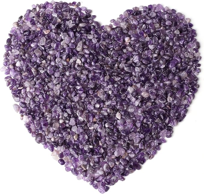 LAIDANLA Amethyst Crushed Stone Crystal Chips Bulk Natural Gemstones Healing Reiki Crystals Mini Quartz Vase Filler Aquarium Gravel 0.55lb