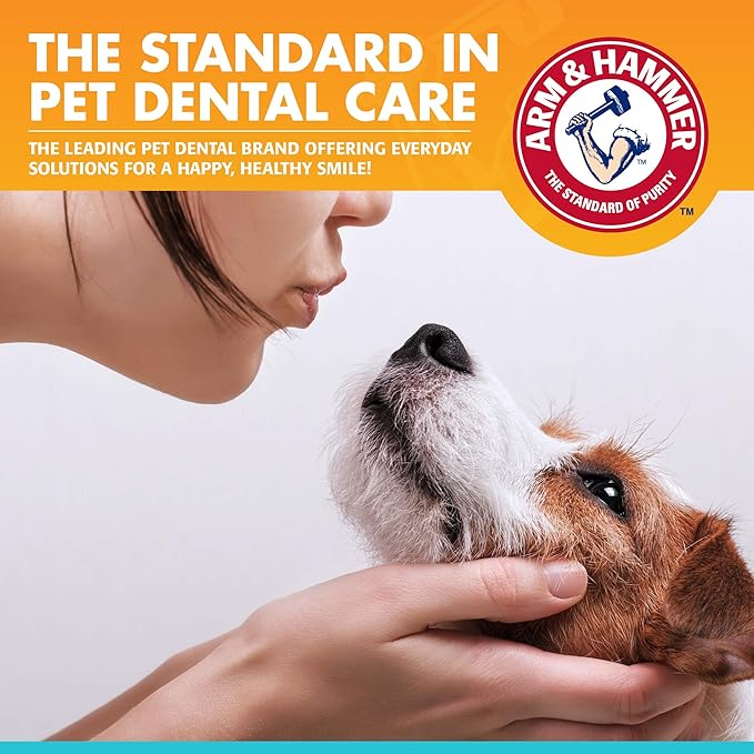 Arm & Hammer for Pets Enzymatic Dog Dental Care Kit, Chicken Flavor Toothpaste with Baking Soda for Plaque, Tartar, and Bad Breath, Double-Sided Toothbrush and Finger Brush Included, 2.5 Oz