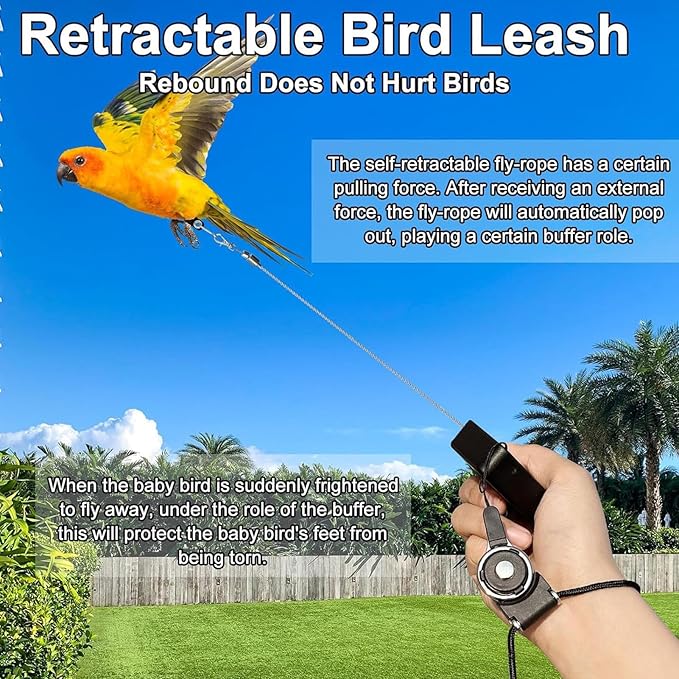 Parrot Leashes - Adjustable Flying Rope, Soft Foot Ring Strap, Lightweight Training Harness | Outdoor Bird Accessory for Parakeet Cockatiel Macaw Conure Parrotlet Lovebird Flights Safety Exercise