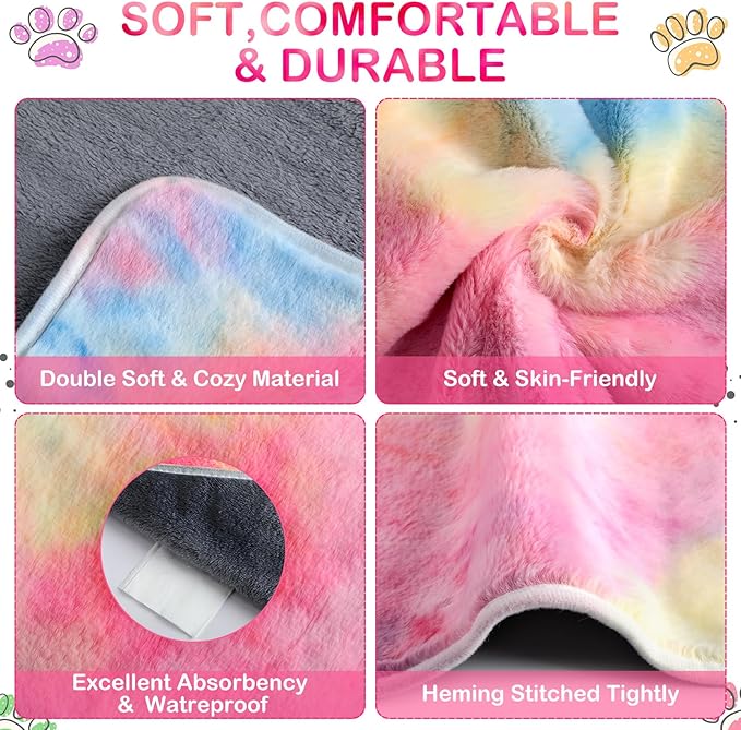 Tudomro 8 Pcs Guinea Pig Blankets Washable Small Pet Fleece Bedding Cage Liners Double Sided Pet Reusable Sleep Mat Pad Cover for Ferret Chinchilla Furniture Protection(Tie Dye,12 x 12 Inch)