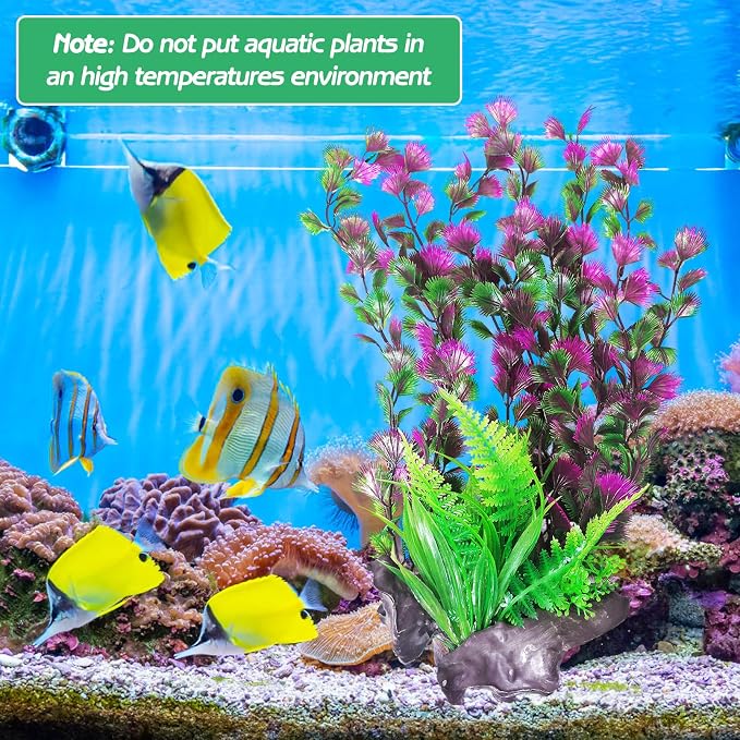 Hamiledyi Aquarium Plastic Plants Aquarium Decor Artificial Fish Tank Plants Lifelike Tall Fish Tank Decorations Aquarium Plant Suitable for Saltwater and Freshwater 15.7in 2pcs