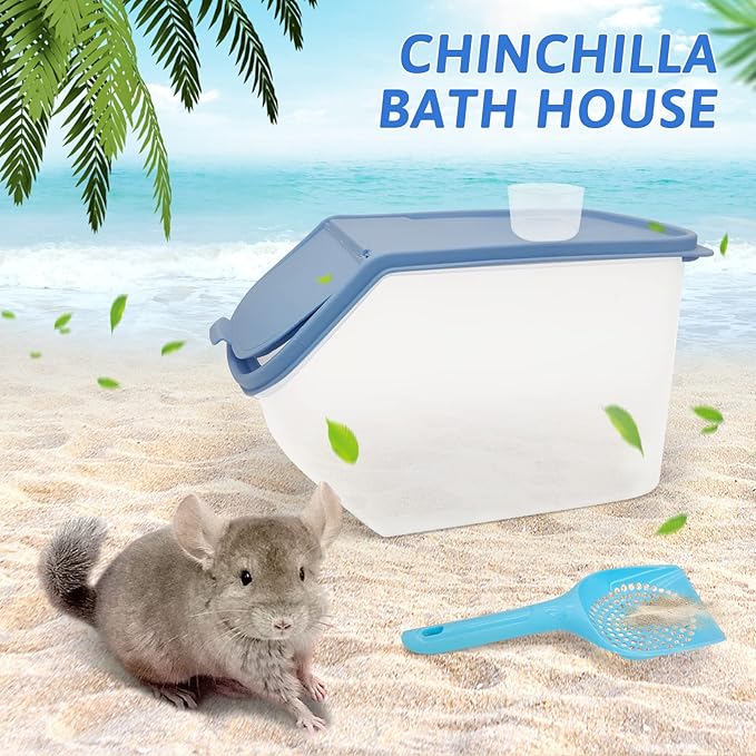 BNOSDM Chinchilla Sand Bath Container Chinchilla Dust Bath Tub Transparent Hamster Toilet Shower Room and Rabbit Grinding Claw Pads 2 Pack for Teeth Grinding for Guinea Pig Ferret Chinchilla Mouse