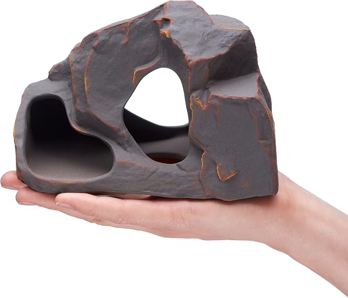 Aquarium Ceramic Decorations Cave Betta Stone Decor - Aquarium Fish Tank Hideway Decor for breeding Cichlids Plecos Betta Toys Hideout (Grotto)