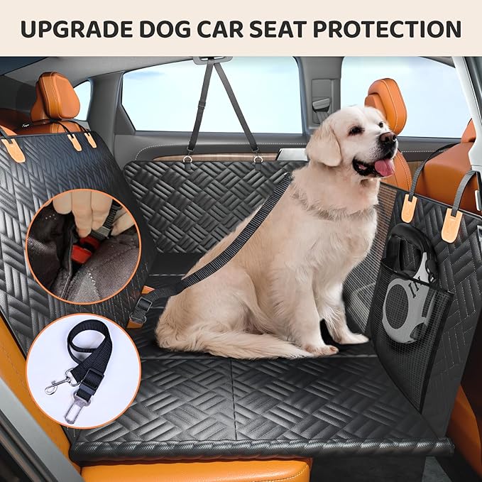 PROZAR Dog Car Seat Cover for Back Seat, Hard Bottom Back Seat Extender for Dog, Back Seat Pet Cover for Dogs - Supports 400lbs, Waterproof Heavy Duty Scratch Dog Hammock for Car SUV and Small Truck