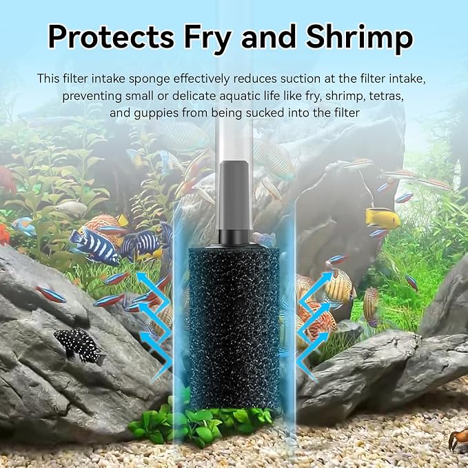 Pre Filter Sponge for Aquarium, Replacement Intake Filter for Marina | Fits S10, S15 and S20 Filter Models, Aquarium Filter Media Strainer for Aquarium Fish Tank, Protects Fry and Shrimp, 8 Pack