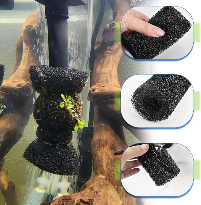 Sankoly 12 Pieces Aquarium Filter Sponge 0.8 Inch | Intake Shrimp Filter Coarse Sponge Filter for Aquarium Fish Tank, Protect Fish Fry and Shrimp, Black