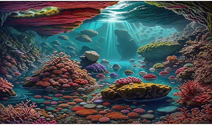Under The Sea Aquarium Background Underwater Scene Tropical Corals Fish Tank Background Deep Ocean Sea Colourful Reefs Cave Sunray Aquarium Tank Backgrounds Ocean Seabed Life Backgrounds 60x24in