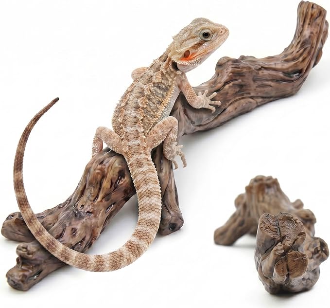 Pet climbing simulated tree branches, natural wood texture resin decoration, glass tank tree trunk decoration, suitable for bearded dragon lizards, geckos, frogs, chameleons, spiders, etc
