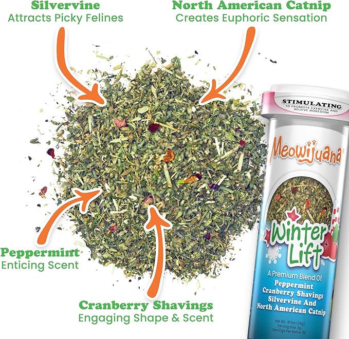 Meowijuana | Get Twisted Bundle | Get Twisted Candy Cane and Winter Lift | Promotes Play and Cat Health | Includes Organic Catnip | Feline and Cat Lover Approved