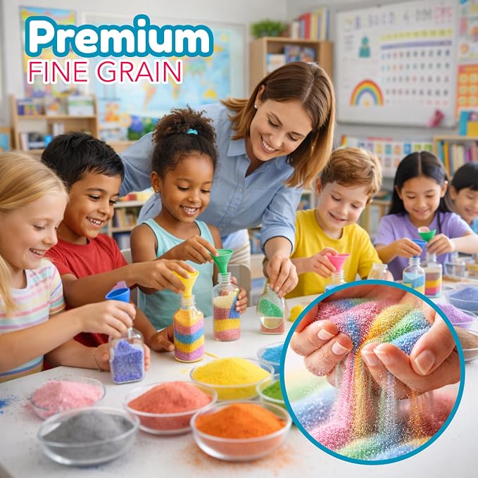 4E's Novelty 12 Lbs Colored Craft Sand -15 Colors, 0.8 lb Bags, Non-Toxic Fine Grain Decorative Sand Art for Kids Craft, Bottle & Vase Filler, Teachers Classroom Supplies