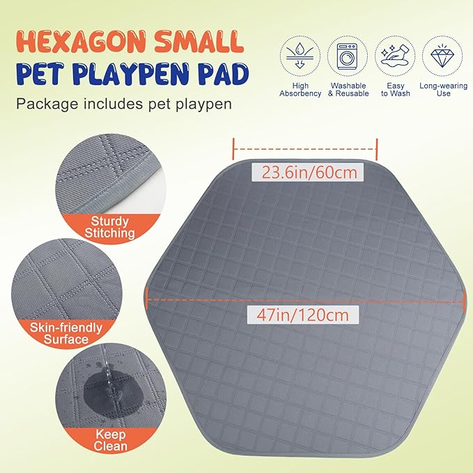 Pawaboo Small Animals Playpen with Pad, Waterproof Small Pet Cage Tent with Reusable Pad, Portable Outdoor Yard Fence for Chick/Kitten/Puppy/Guinea Pig/Rabbits/Chinchillas, Green + Grey
