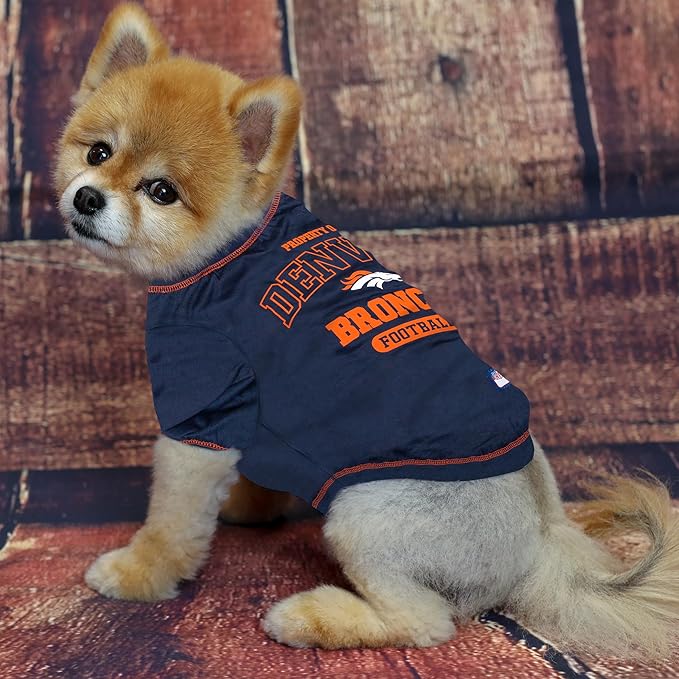 NFL Denver Broncos Dog T-Shirt for Pets, Size Medium. Officially Licensed Pet Shirt with Team Logo, Soft Stretchable Comfort Fit Apparel for Dogs & Cats