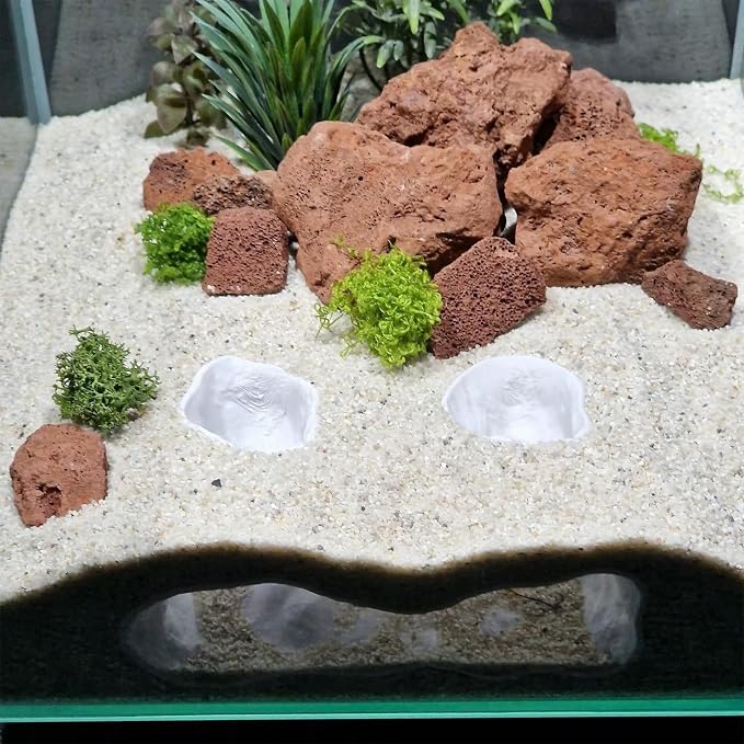 LIYAOLI Aquarium Ornaments Cave Tunnel with Viewing Ports | Fish Tank Decoration Hideout for Pleco, Shrimp & Corydoras | Substrate-Friendly Design & Sinking Base