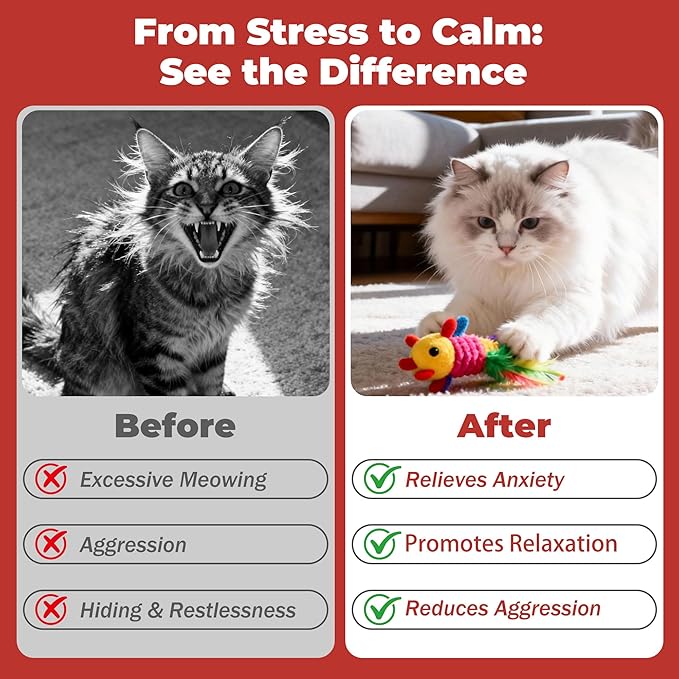 Cat Calming Treats – Natural Stress, Anxiety & Shock Relief for Cats – Featuring L-Theanine, L-Tryptophan & Catnip – 100% Veterinarian Formulated, 30 Likable Gel Tubes for Quick Calm & Relaxation
