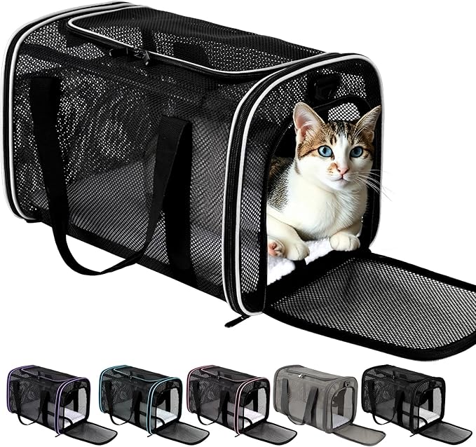Cat Carrier Dog Carrier Pet Carriers Soft-Sided Cats Bag Animal Carriers Puppy Carrying Bag TSA Airline Approved Small Dog Carrier Soft Sided, Collapsible Travel Carriers for Big Cats(Up to 16lbs),