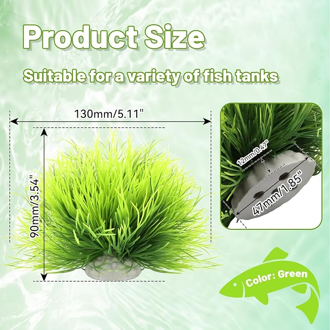 Biaungdo 2 Pcs Artificial Fish Tank Plants, Green Aquarium Plants Decor | Silk Aquarium Plants, Small Plastic Fish Tank Accessories, Natural Style Mini Grass Set Artificial Aquarium