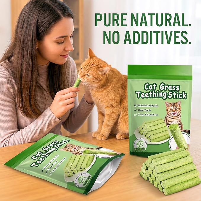 6Pcs Cat Toys Cats Grass Treat for Indoor Cat Edible Grass Kitten Toys Kitty Chew Grass Sticks for Teeth Kitten Snack