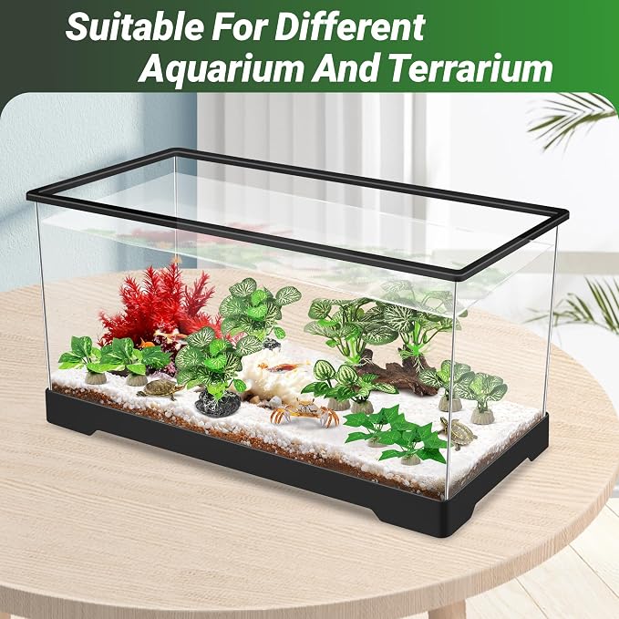 GOZILLA Silk Fish Tank Plants,Reptile Artificial Plant,Reptile Plants for Terrarium,Aquarium Decorations Accessories Set,Resin Driftwood Artificial Silk Aquarium Plant for Fish Tank.(11PCS/D-Set)