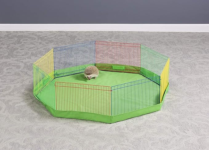 Prevue Pet Products Multi-Color Small Pet Playpen - Small Animal Pen for Rabbits, Guinea Pigs, Hamsters, Tortoises, Bunny Enclosure, Easy to Assemble, Indoor & Outdoor Play - Multi-Color