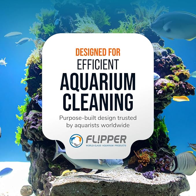 FLIPPER Platinum Hand Algae Scraper – Aquarium Glass and Acrylic Cleaner with Precision Scraper Design, Fish Tank Cleaning Tool for Freshwater & Saltwater Aquariums (28” Rigid Shaft)