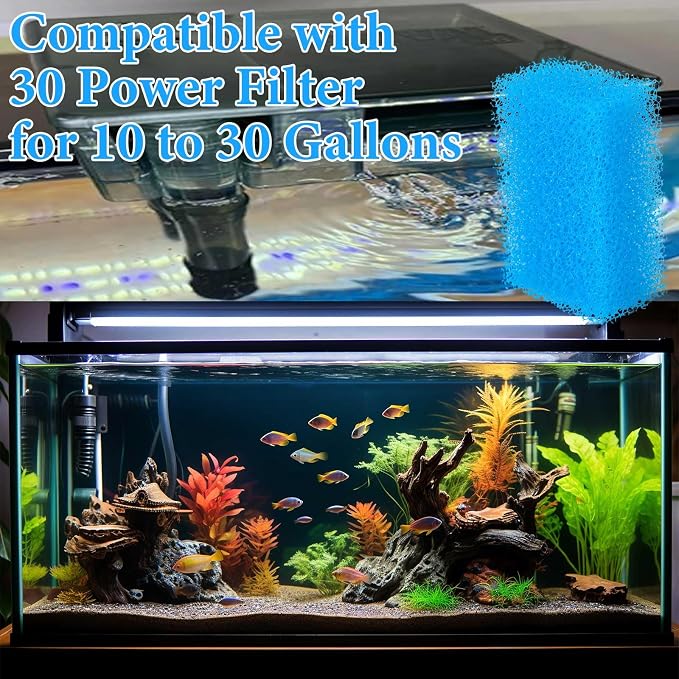 Threlaco 6 Pack Foam Filters Compatible with AquaClear 30 Power Filter, Aquarium Foam Insert, Replacement Sponge Pads for Use in Freshwater & Saltwater Aquarium